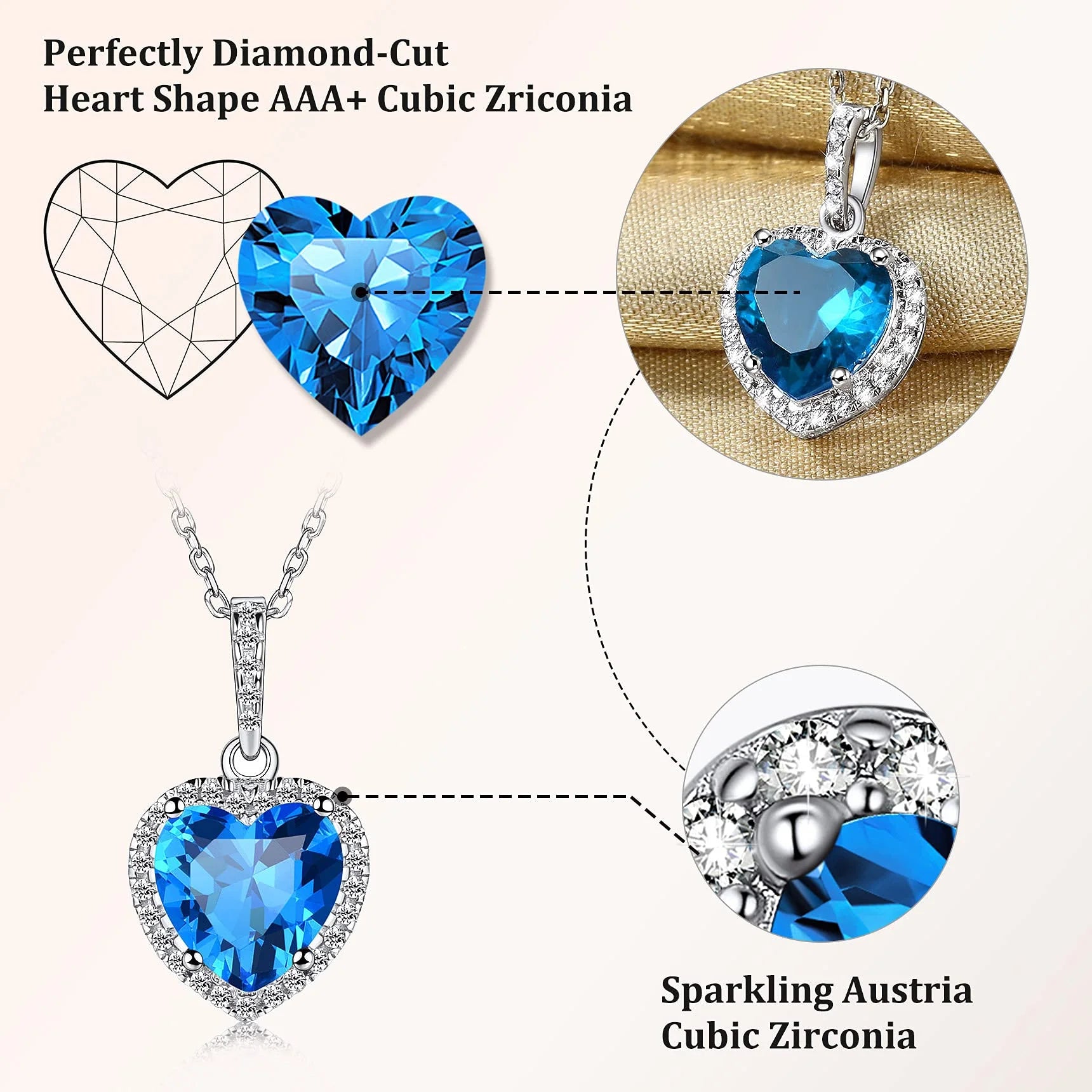 December Synthetic Turquoise Birthstone Necklaces Women Pure 925 Sterling Silver Love Heart Pendant Mother'S Day Gifts for Wife Mom Daughter